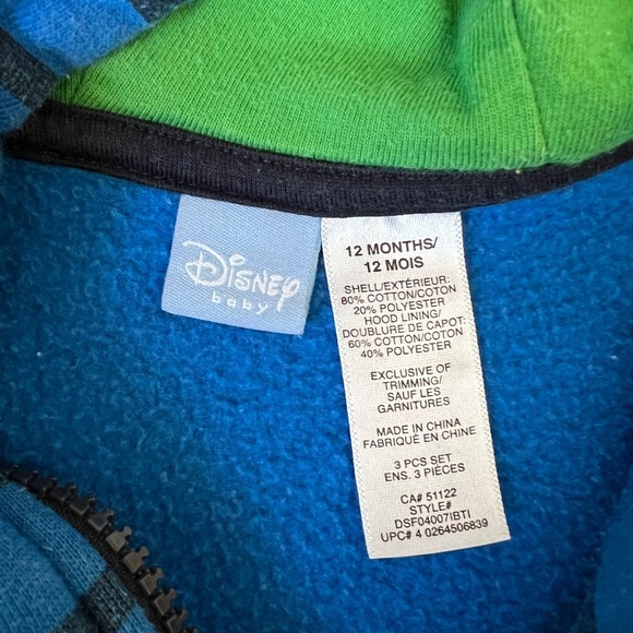 Disney Baby Tigger Blue Striped Hoodie Bugs Outdoor Theme 12M Baby - Picture 2 of 7